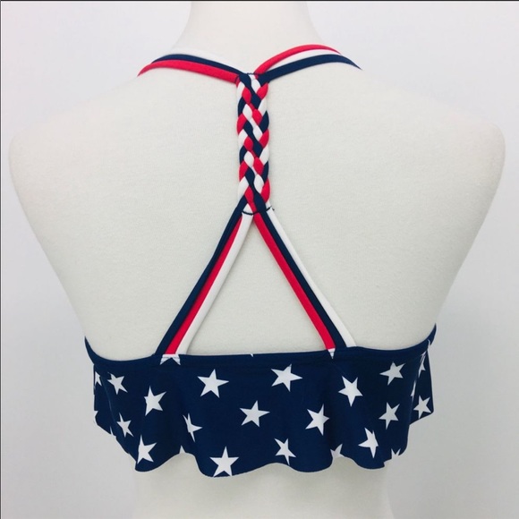 🔥CALIFORNIA WAVES🔥2-Piece Bikini America Flounce Cheeky Swimsuit Large NWT - Picture 7 of 10